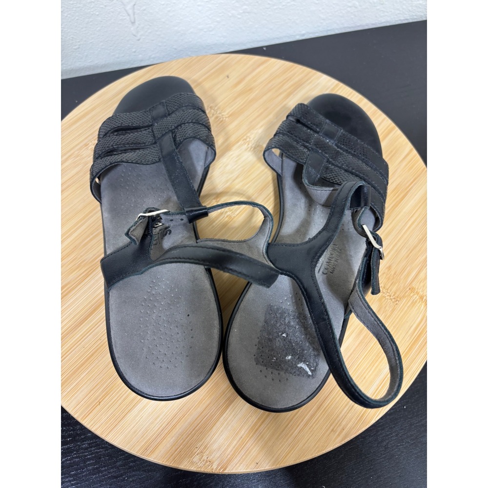SAS Sandals 8 Tripad Comfort Black Leather Snake Embossed Ankle Strap USA - Picture 5 of 9